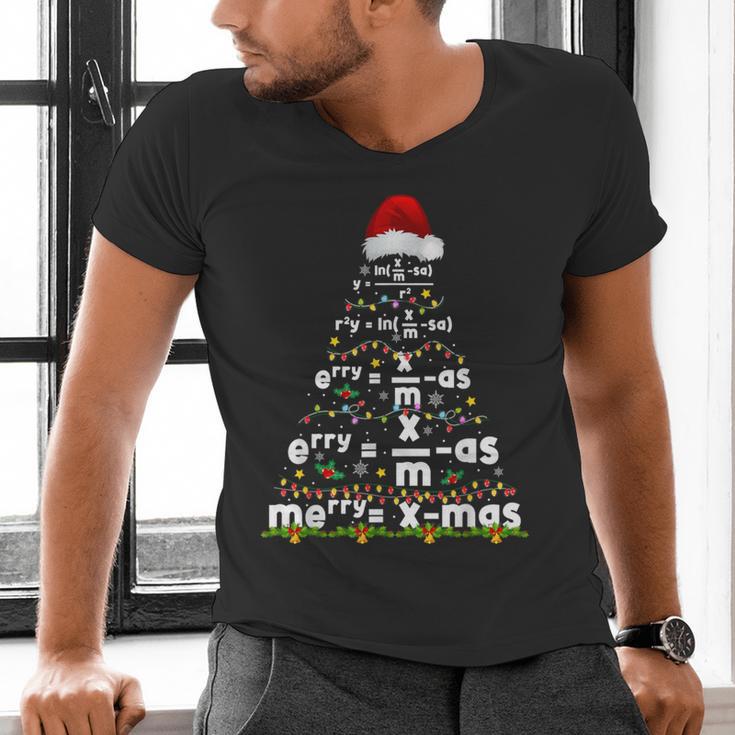 Math Equation Merry Xmas Season Teacher Christmas Tree Men's V-Neck T-Shirt, gift for family, gift for coworker