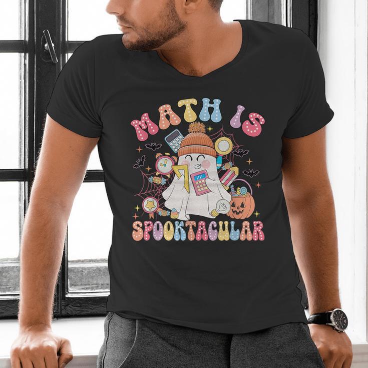 Math Is Spooktacular Math Teacher Spooky Halloween Men's V-Neck T-Shirt, gift for family, gift for coworker
