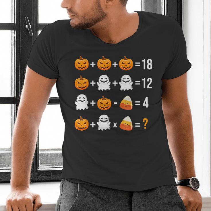 Math Teacher Halloween Equation Pumpkin Ghost Candy Corn Men's V-Neck T-Shirt, gift for family, gift for coworker Math Teacher Halloween Equation Pumpkin Ghost Candy Corn Men's V-Neck T-Shirt, gift for family, gift for coworker