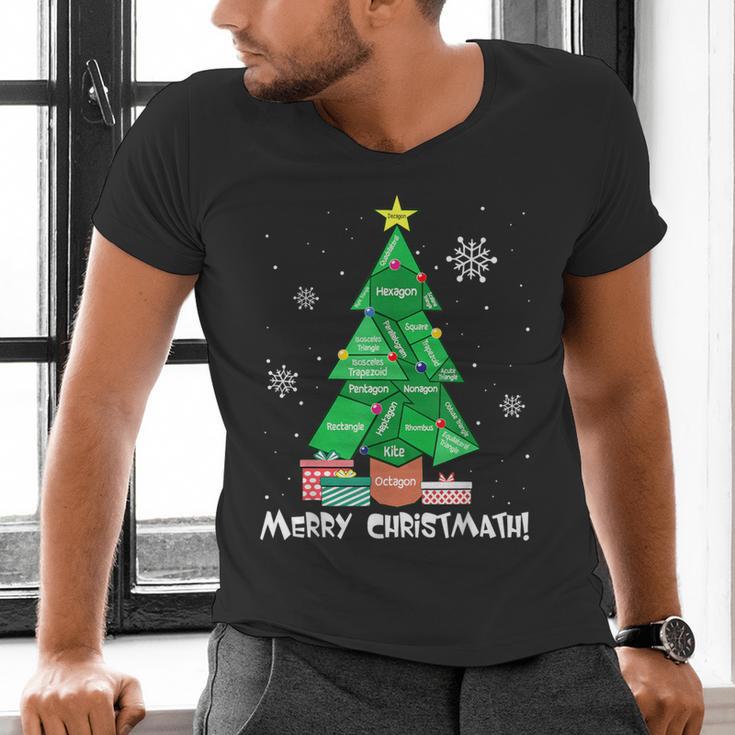 Math Teacher Polygon Christmas Tree Geometry Merry Christmas Men's V-Neck T-Shirt, gift for family, gift for coworker