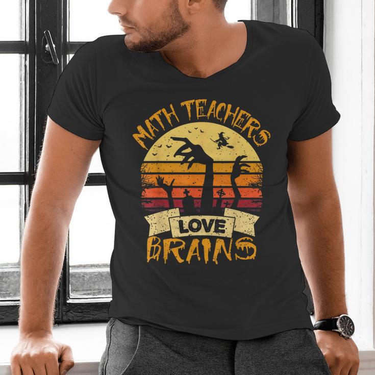 Math Teacher Shirt Math Teachers Love Brains Halloween Math For Men Women Men's V-Neck T-Shirt, gift for family, gift for coworker