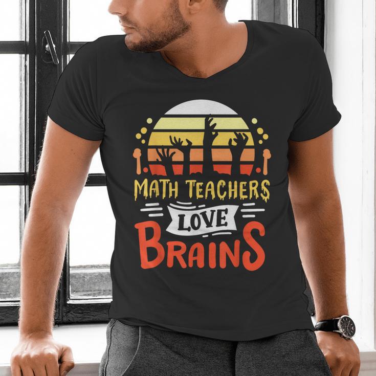 Math Teachers Love Brains Halloween Costume Zombie For Men Women Men's V-Neck T-Shirt, gift for family, gift for coworker Math Teachers Love Brains Halloween Costume Zombie For Men Women Men's V-Neck T-Shirt, gift for family, gift for coworker