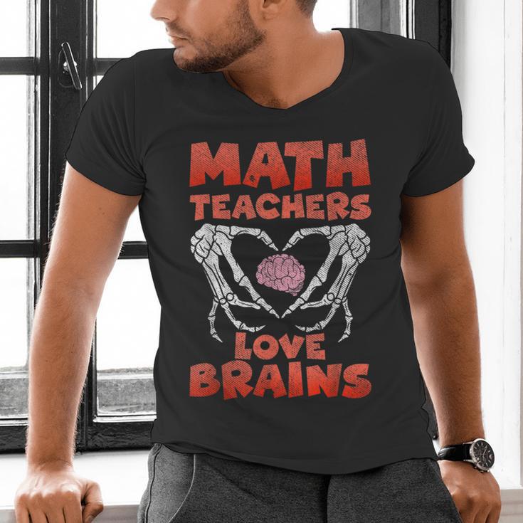 Math Teachers Love Brains Scary Halloween Men Women Men's V-Neck T-Shirt, gift for family, gift for coworker Math Teachers Love Brains Scary Halloween Men Women Men's V-Neck T-Shirt, gift for family, gift for coworker