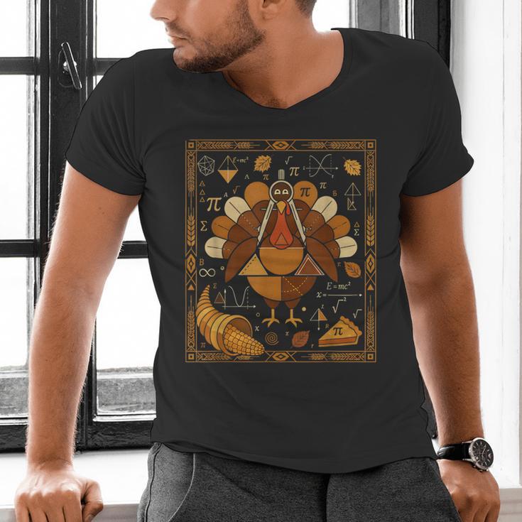 Math Turkey Teacher Thanksgiving Geometric Pi Equation Men's V-Neck T-Shirt, gift for family, gift for coworker