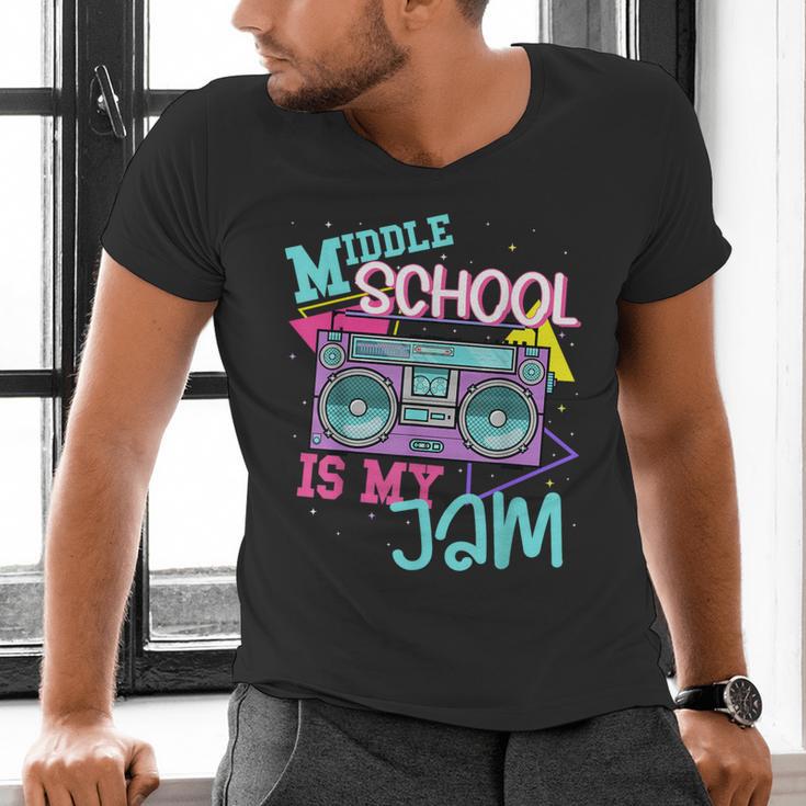 Middle School Is My Jam Cute Teacher Shirt 80's 90's Styl Men's V-Neck T-Shirt, gift for family, gift for coworker Middle School Is My Jam Cute Teacher Shirt 80's 90's Styl Men's V-Neck T-Shirt, gift for family, gift for coworker