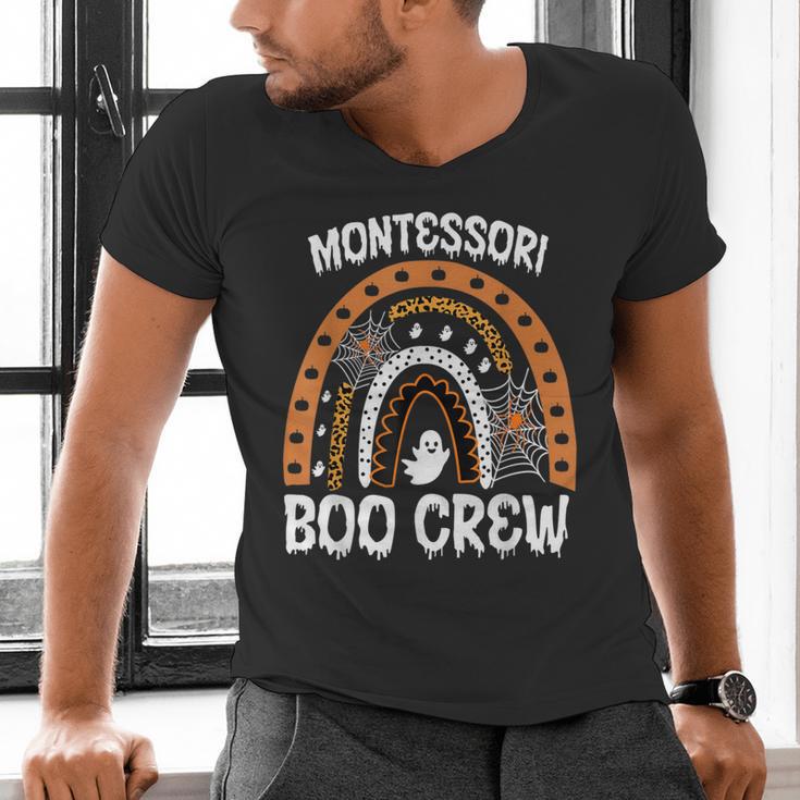 Montessori Teacher Halloween Boo Rainbow Leopard Halloween Men's V-Neck T-Shirt, gift for family, gift for coworker