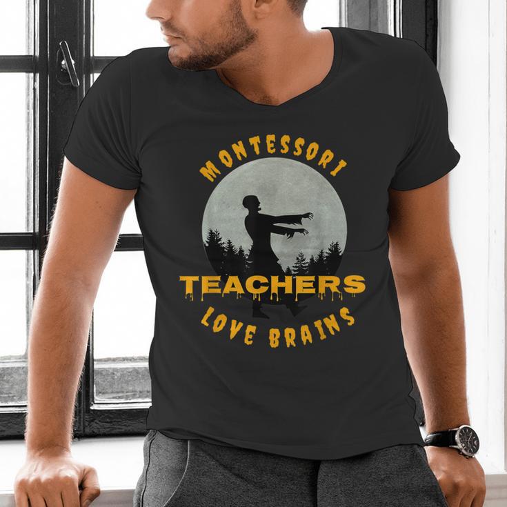Montessori Teachers Love Brains Halloween Novelty Men Women Men's V-Neck T-Shirt, gift for family, gift for coworker Montessori Teachers Love Brains Halloween Novelty Men Women Men's V-Neck T-Shirt, gift for family, gift for coworker