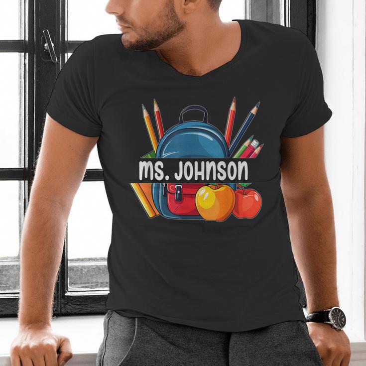 Ms Johnson Personalized Name Back To School Teacher For Men Women Kids Men's V-Neck T-Shirt, gift for family, gift for coworker Ms Johnson Personalized Name Back To School Teacher For Men Women Kids Men's V-Neck T-Shirt, gift for family, gift for coworker