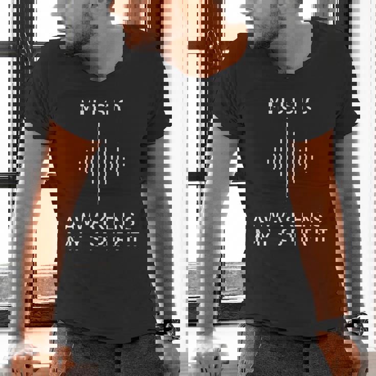 Music Awakens My Spirit Inspiring Musician Teacher Quote Men&#x27;s V-Neck T-Shirt, gift for family, gift for coworker