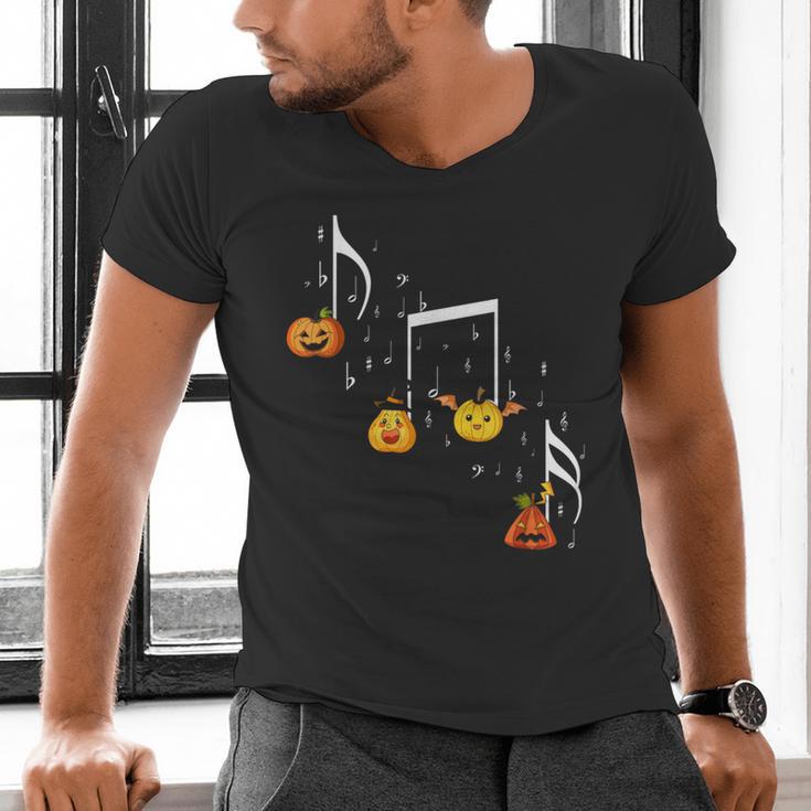 Music Note Pumpkin Fall Music Teacher Halloween Costume Men's V-Neck T-Shirt, gift for family, gift for coworker