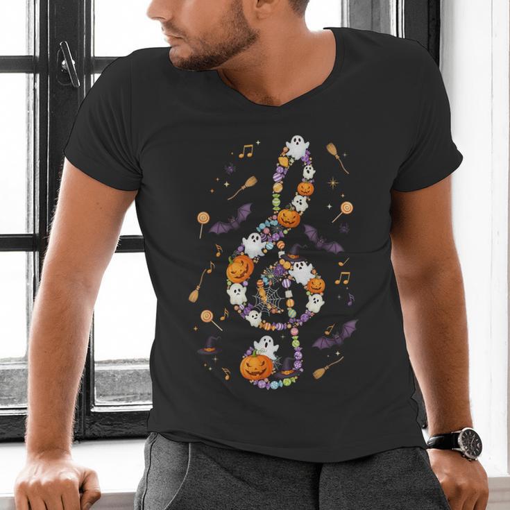 Music Note Symbol Halloween For Music Teacher Musicians Men's V-Neck T-Shirt, gift for family, gift for coworker