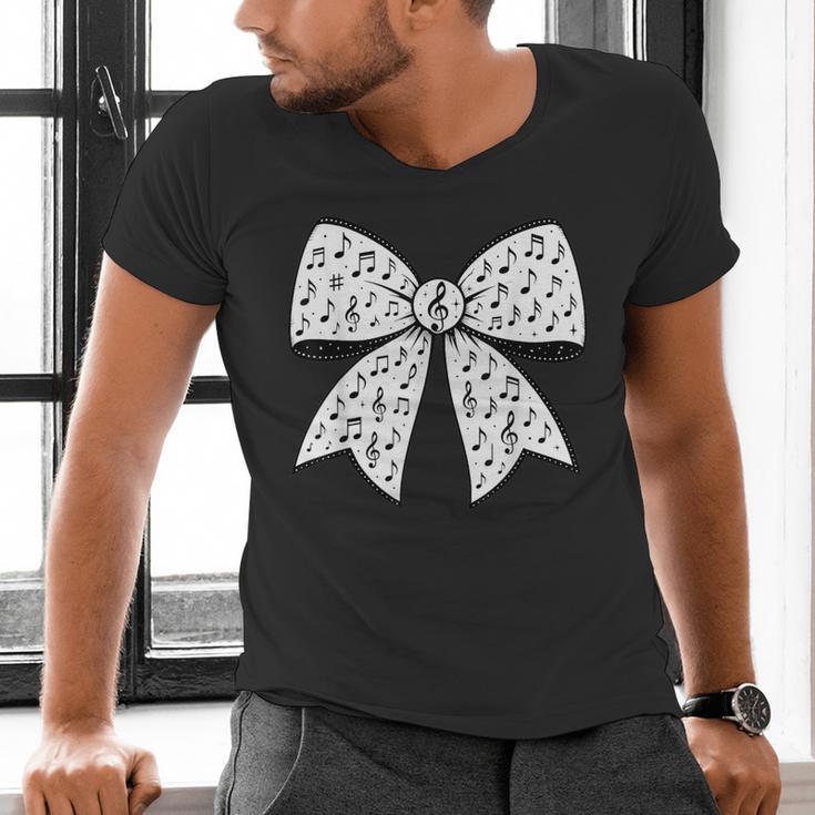 Music Notes Coquette Bow Music Teacher School Musician Band Men's V-Neck T-Shirt, gift for family, gift for coworker Music Notes Coquette Bow Music Teacher School Musician Band Men's V-Neck T-Shirt, gift for family, gift for coworker