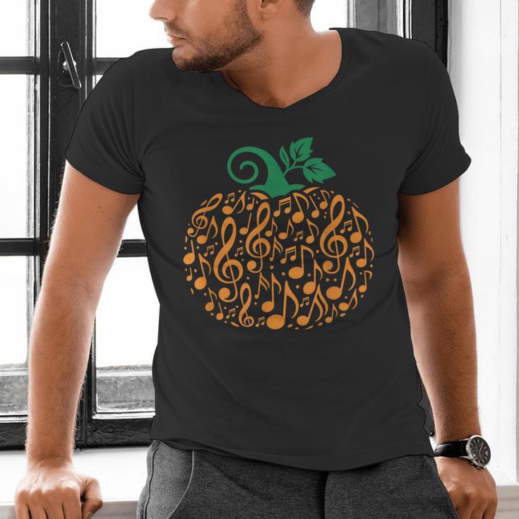 Music Notes Pumpkin Music Teacher Halloween Men's V-Neck T-Shirt, gift for family, gift for coworker