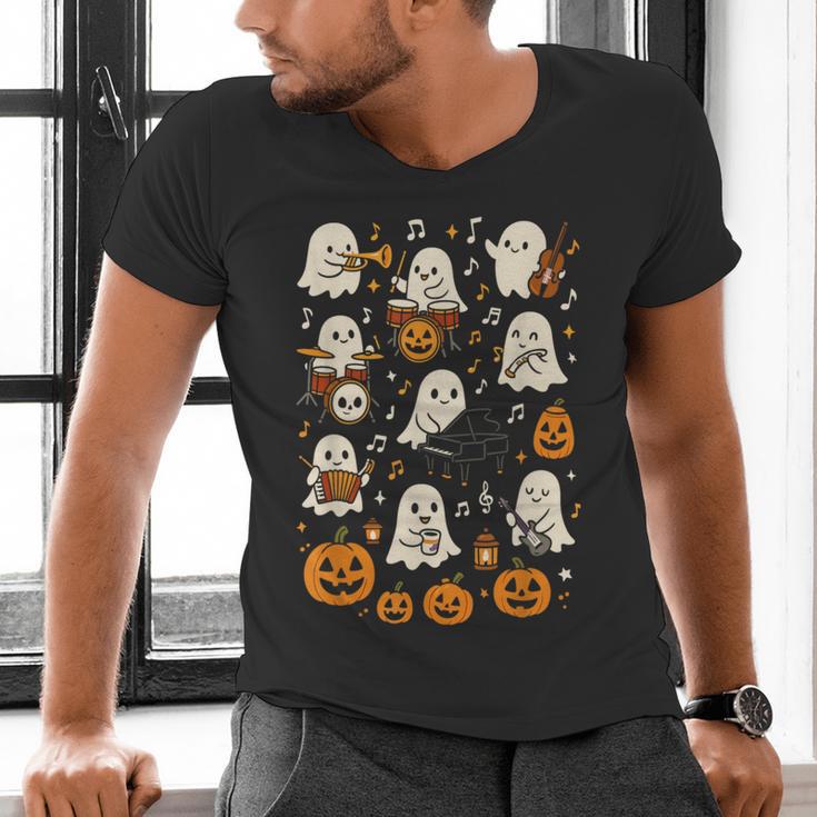 Music Teacher Orchestra Shirt Spooky Halloween Ghost Band Men's V-Neck T-Shirt, gift for family, gift for coworker Music Teacher Orchestra Shirt Spooky Halloween Ghost Band Men's V-Neck T-Shirt, gift for family, gift for coworker