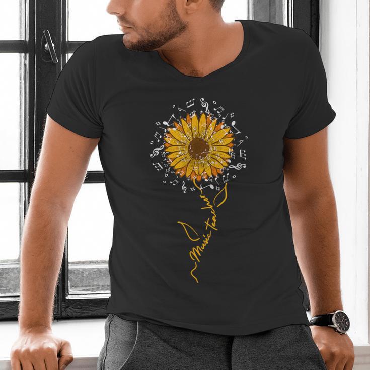 Music Teacher Shirt Sunflower Music Notes Musician Singer Men's V-Neck T-Shirt, gift for family, gift for coworker Music Teacher Shirt Sunflower Music Notes Musician Singer Men's V-Neck T-Shirt, gift for family, gift for coworker