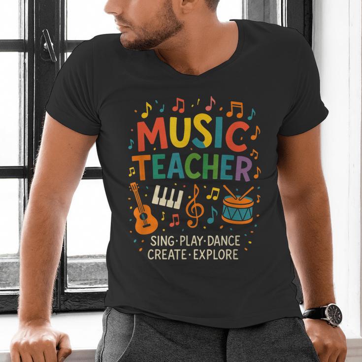 Music Teacher Music Sing Play Dance Choir Piano Men's V-Neck T-Shirt, gift for family, gift for coworker Music Teacher Music Sing Play Dance Choir Piano Men's V-Neck T-Shirt, gift for family, gift for coworker