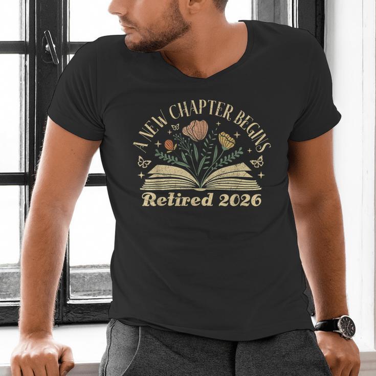 A New Chapter Begins Retired 2026 Teacher Retirement Men's V-Neck T-Shirt, gift for family, gift for coworker A New Chapter Begins Retired 2026 Teacher Retirement Men's V-Neck T-Shirt, gift for family, gift for coworker