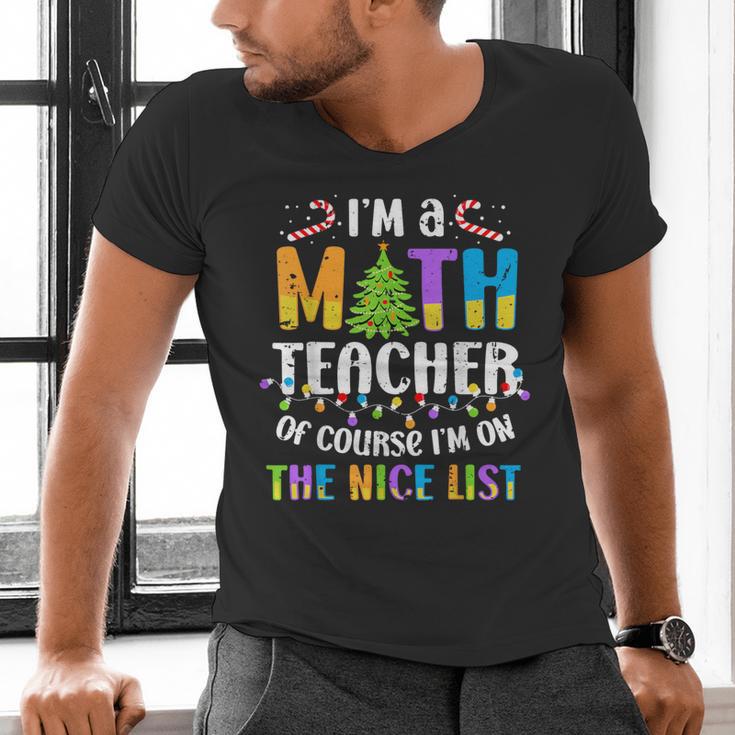 On The Nice List Christmas Math Teacher Women Men Men's V-Neck T-Shirt, gift for family, gift for coworker On The Nice List Christmas Math Teacher Women Men Men's V-Neck T-Shirt, gift for family, gift for coworker