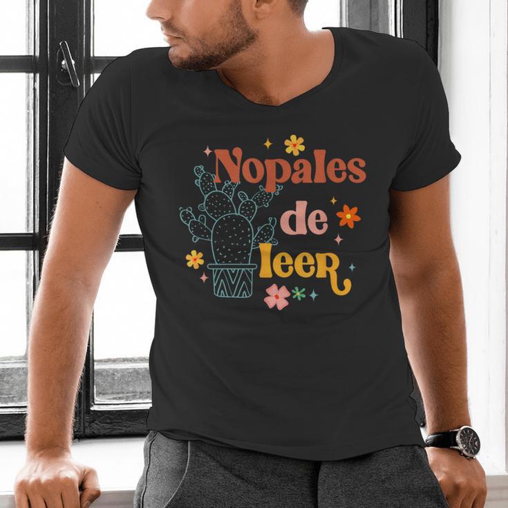 Nopales De Leer Spanish Teacher Maestra Cactus Bilingual Men's V-Neck T-Shirt, gift for family, gift for coworker Nopales De Leer Spanish Teacher Maestra Cactus Bilingual Men's V-Neck T-Shirt, gift for family, gift for coworker