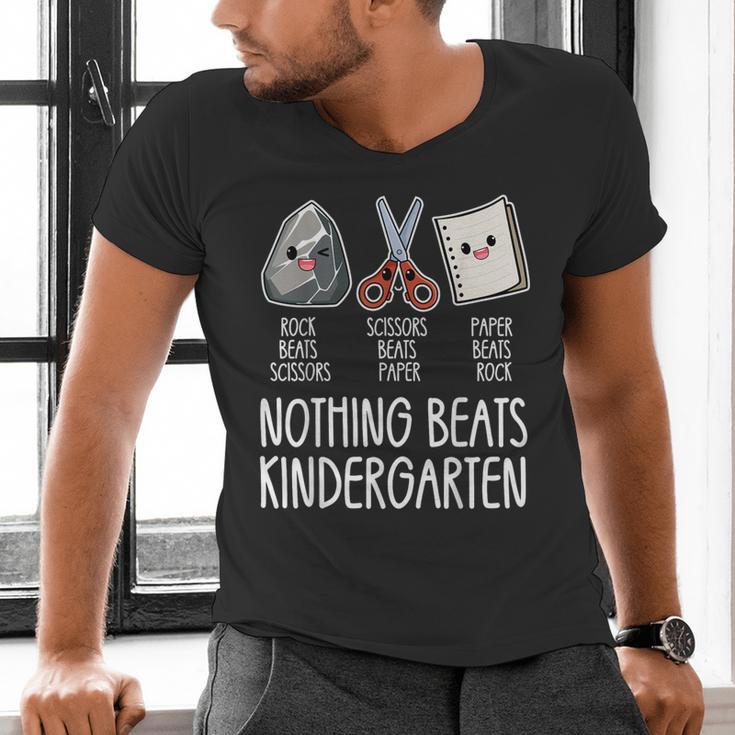 Nothing Beats Kindergarten Back To School Kid Teacher Men's V-Neck T-Shirt, gift for family, gift for coworker
