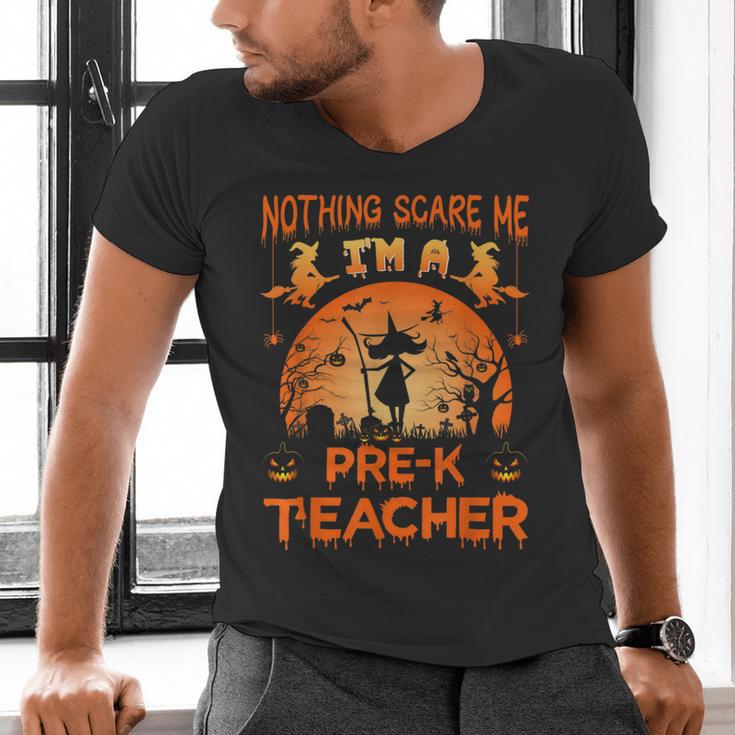 Nothing Scare Me I'm a Pre-k Teacher Matching Halloween For Men Women Men's V-Neck T-Shirt, gift for family, gift for coworker