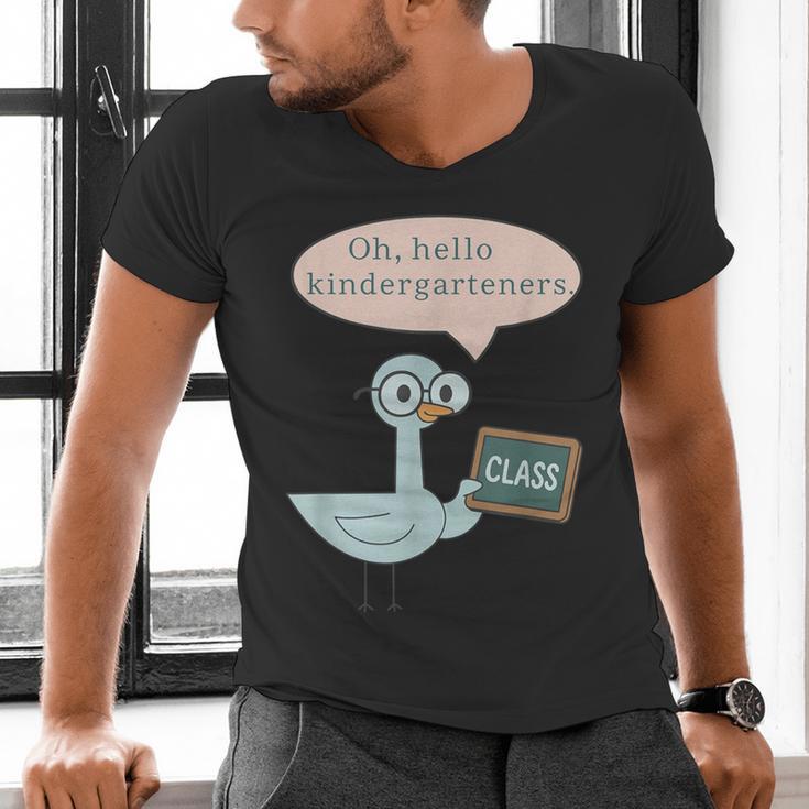 Oh Hello Kindergarteners Shirt Cute Pigeon Teacher Tee Men's V-Neck T-Shirt, gift for family, gift for coworker