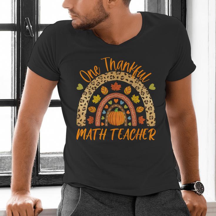 One Thankful Math Teacher Thanksgiving Autumn Fall Rainbow Men's V-Neck T-Shirt, gift for family, gift for coworker One Thankful Math Teacher Thanksgiving Autumn Fall Rainbow Men's V-Neck T-Shirt, gift for family, gift for coworker
