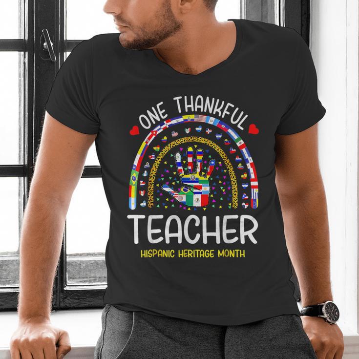 One Thankful Teacher Hispanic Heritage Month Countries Flags Men's V-Neck T-Shirt, gift for family, gift for coworker One Thankful Teacher Hispanic Heritage Month Countries Flags Men's V-Neck T-Shirt, gift for family, gift for coworker
