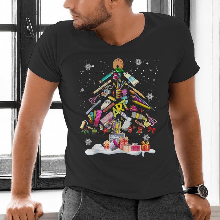 Paintbrush Christmas Tree Decor Xmas For Artist Art Teacher For Men Women Men's V-Neck T-Shirt, gift for family, gift for coworker Paintbrush Christmas Tree Decor Xmas For Artist Art Teacher For Men Women Men's V-Neck T-Shirt, gift for family, gift for coworker