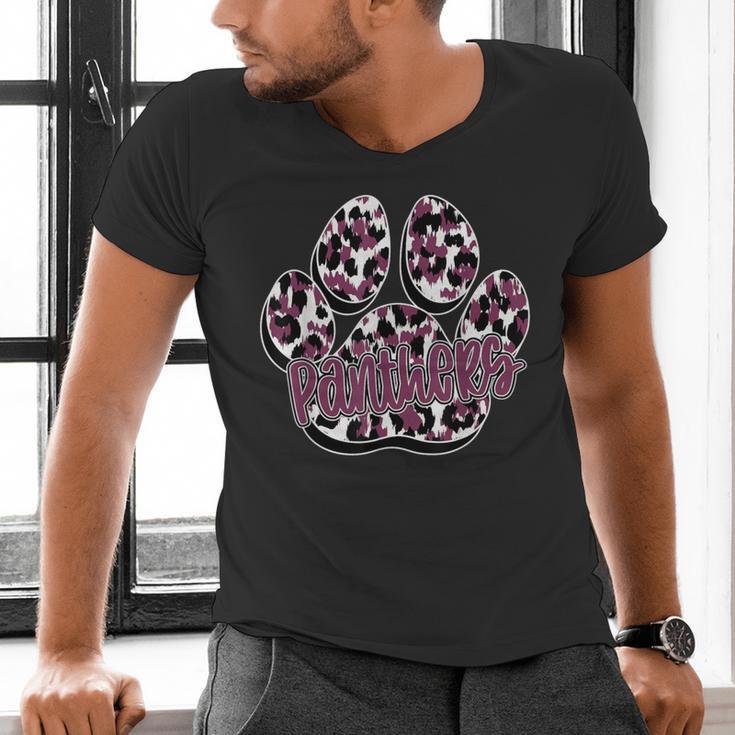 Panthers Paw Print Leopard Maroon Panther Pride Teacher Men's V-Neck T-Shirt, gift for family, gift for coworker Panthers Paw Print Leopard Maroon Panther Pride Teacher Men's V-Neck T-Shirt, gift for family, gift for coworker