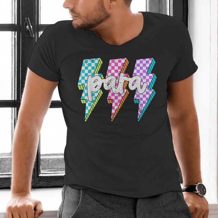 Para Squad Paraprofessional Teacher Lightning Bolt Men's V-Neck T-Shirt, gift for family, gift for coworker Para Squad Paraprofessional Teacher Lightning Bolt Men's V-Neck T-Shirt, gift for family, gift for coworker