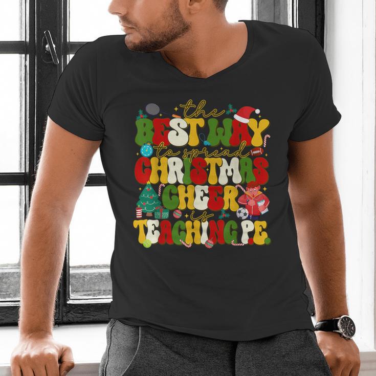 PE Teacher Christmas Holiday Men's V-Neck T-Shirt, Pe Teacher Shirts, gift for family, gift for coworker PE Teacher Christmas Holiday Men's V-Neck T-Shirt, Pe Teacher Shirts, gift for family, gift for coworker