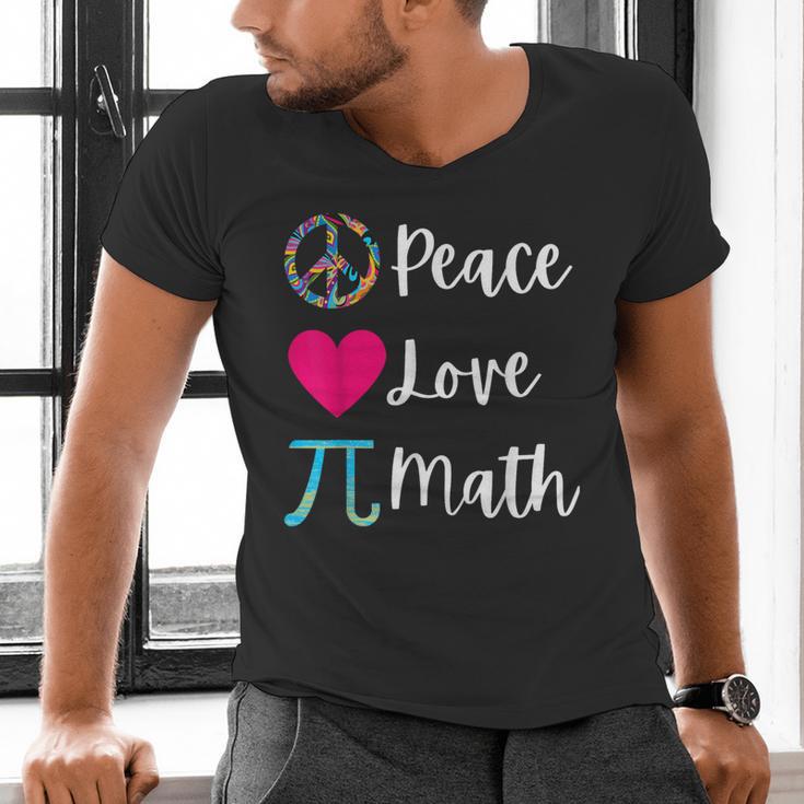 Peace Love Math Maths Teacher Pi Symbol Men Women Men's V-Neck T-Shirt, gift for family, gift for coworker