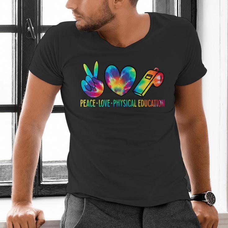 Peace Love Physical Education Tie Dye Sports PE Teacher Men's V-Neck T-Shirt, Pe Teacher Shirts, gift for family, gift for coworker