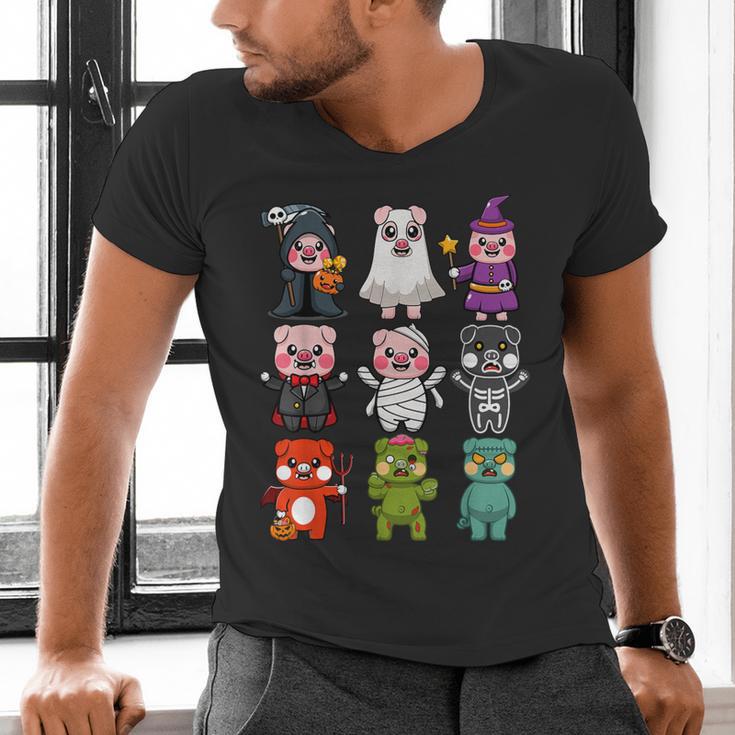 Pig Spooky Ghost Witch Boo-Jee Horror Pumpkin Pig Halloween Men's V-Neck T-Shirt, gift for family, gift for coworker