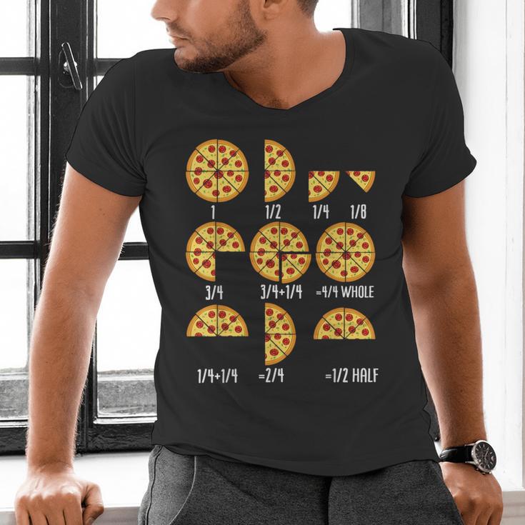 Pizza Slice Fraction Math Teacher Back To School Educational Men's V-Neck T-Shirt, gift for family, gift for coworker