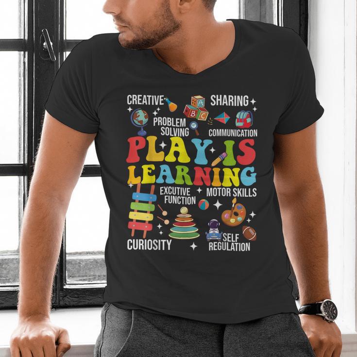 Play Is Learning Kindergarten Preschool Teacher Appreciation Men's V-Neck T-Shirt, gift for family, gift for coworker Play Is Learning Kindergarten Preschool Teacher Appreciation Men's V-Neck T-Shirt, gift for family, gift for coworker