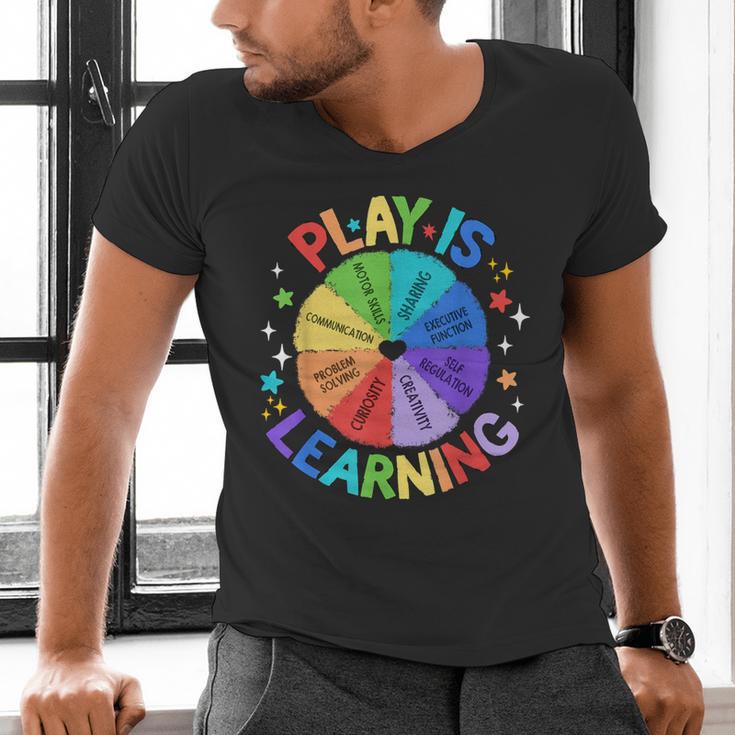 Play Is Learning Teacher Kindergarten For Men Women Kids Men's V-Neck T-Shirt, gift for family, gift for coworker Play Is Learning Teacher Kindergarten For Men Women Kids Men's V-Neck T-Shirt, gift for family, gift for coworker