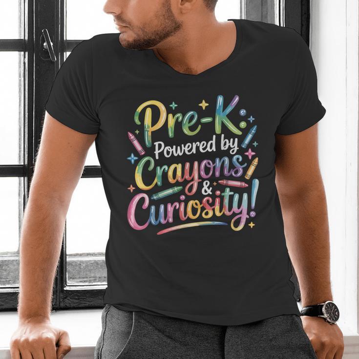 Pre-K Crayons & Curiosity Preschool Teachers Life Tie Dye Men's V-Neck T-Shirt, gift for family, gift for coworker Pre-K Crayons & Curiosity Preschool Teachers Life Tie Dye Men's V-Neck T-Shirt, gift for family, gift for coworker