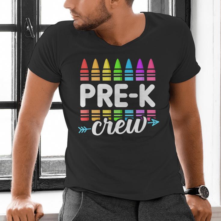 Pre-K Crew Teacher Team Squad Hello Back School Graduation Men's V-Neck T-Shirt, gift for family, gift for coworker Pre-K Crew Teacher Team Squad Hello Back School Graduation Men's V-Neck T-Shirt, gift for family, gift for coworker