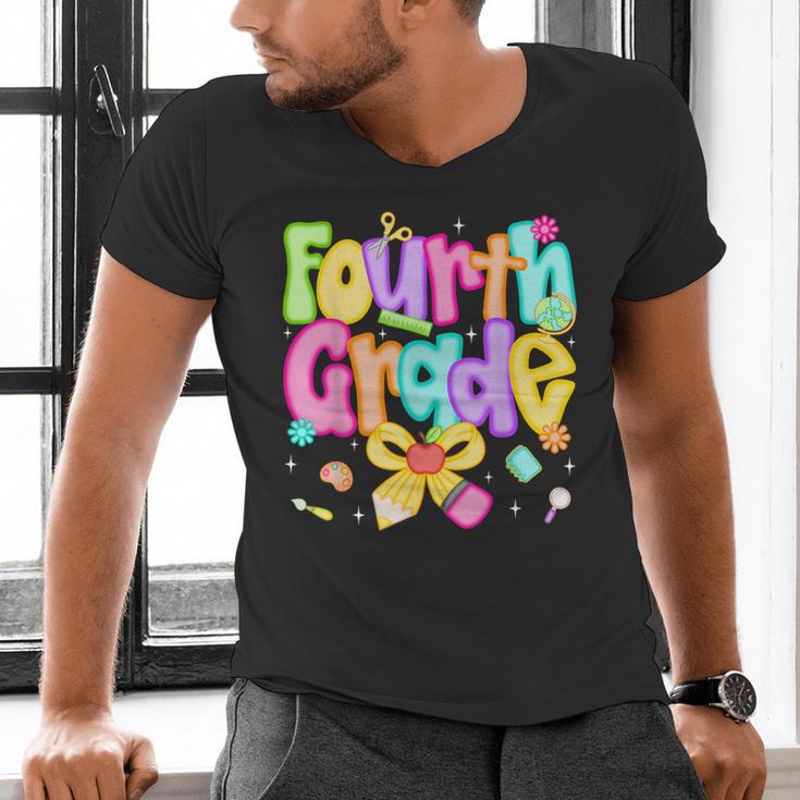 Preppy Fourth Grade Back To School 4th Grade Teacher Girls Men's V-Neck T-Shirt, 4th Grade Teacher Shirts, gift for family, gift for coworker