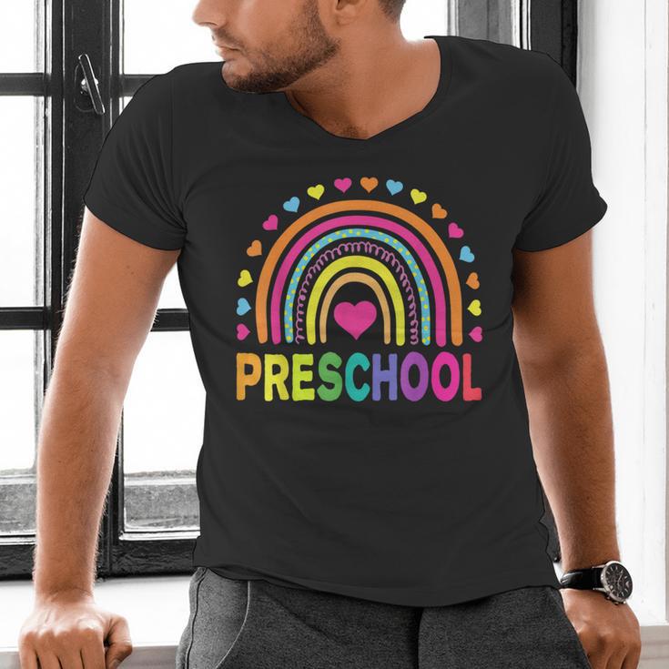 Preschool Rainbow Girls Boys Kids Teacher Back To School Men's V-Neck T-Shirt, gift for family, gift for coworker Preschool Rainbow Girls Boys Kids Teacher Back To School Men's V-Neck T-Shirt, gift for family, gift for coworker