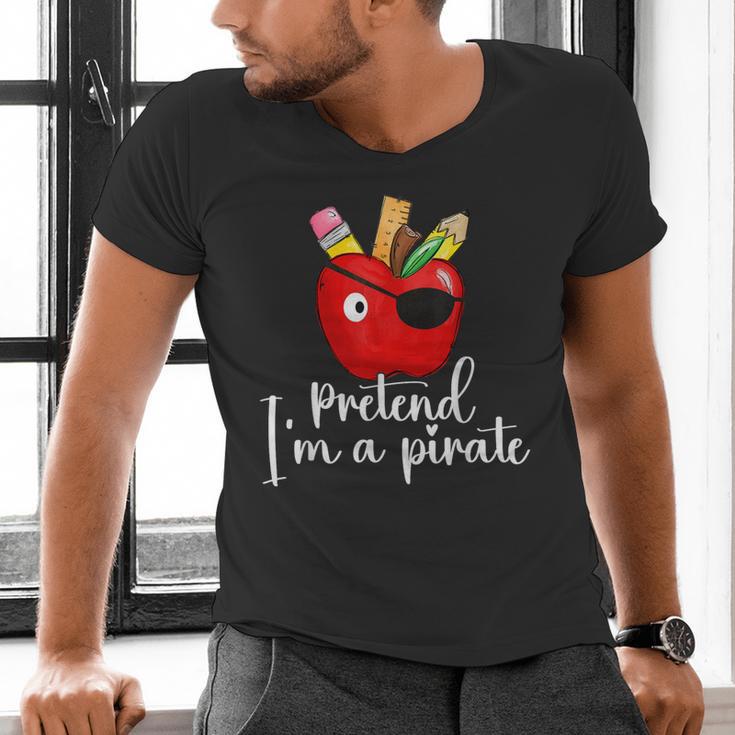 Pretend I'm A Pirate Teacher Apple Talk Like A Pirate Day Men Women Kids Men's V-Neck T-Shirt, gift for family, gift for coworker Pretend I'm A Pirate Teacher Apple Talk Like A Pirate Day Men Women Kids Men's V-Neck T-Shirt, gift for family, gift for coworker