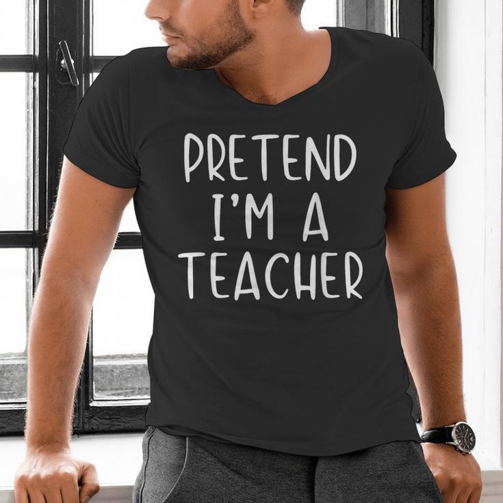 Pretend I'm A Teacher Costume Halloween Simple Adult Kid Men's V-Neck T-Shirt, gift for family, gift for coworker