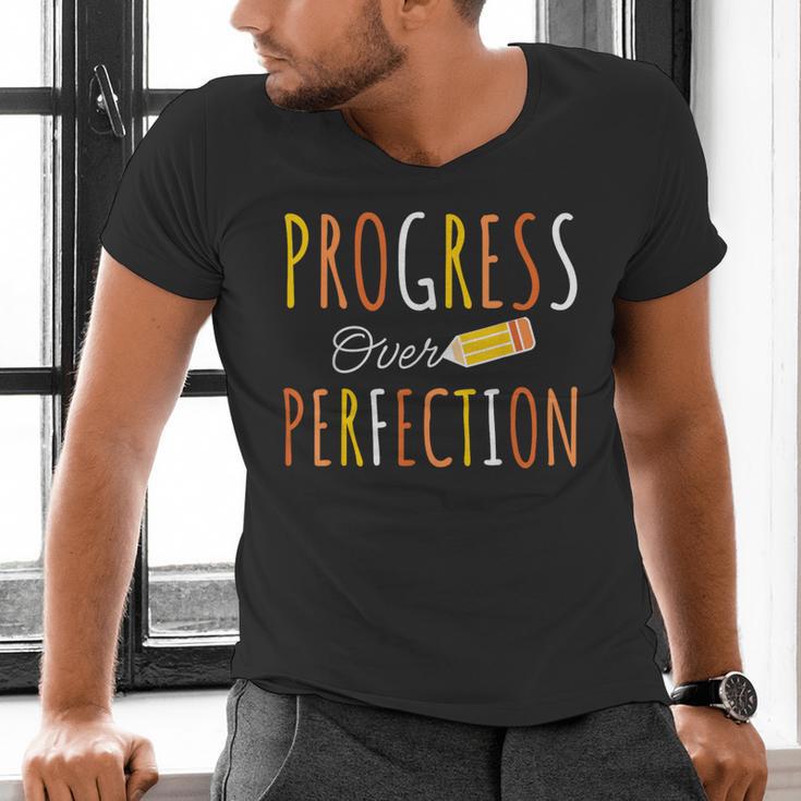 Progress Over Perfection Teacher Pencil Back-To-School Men's V-Neck T-Shirt, gift for family, gift for coworker Progress Over Perfection Teacher Pencil Back-To-School Men's V-Neck T-Shirt, gift for family, gift for coworker