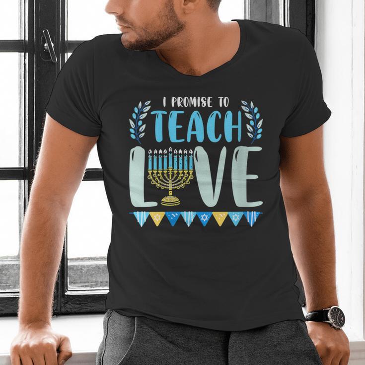 I Promise To Teach Love Hanukkah Chanukah Jewish Teacher Men's V-Neck T-Shirt, gift for family, gift for coworker