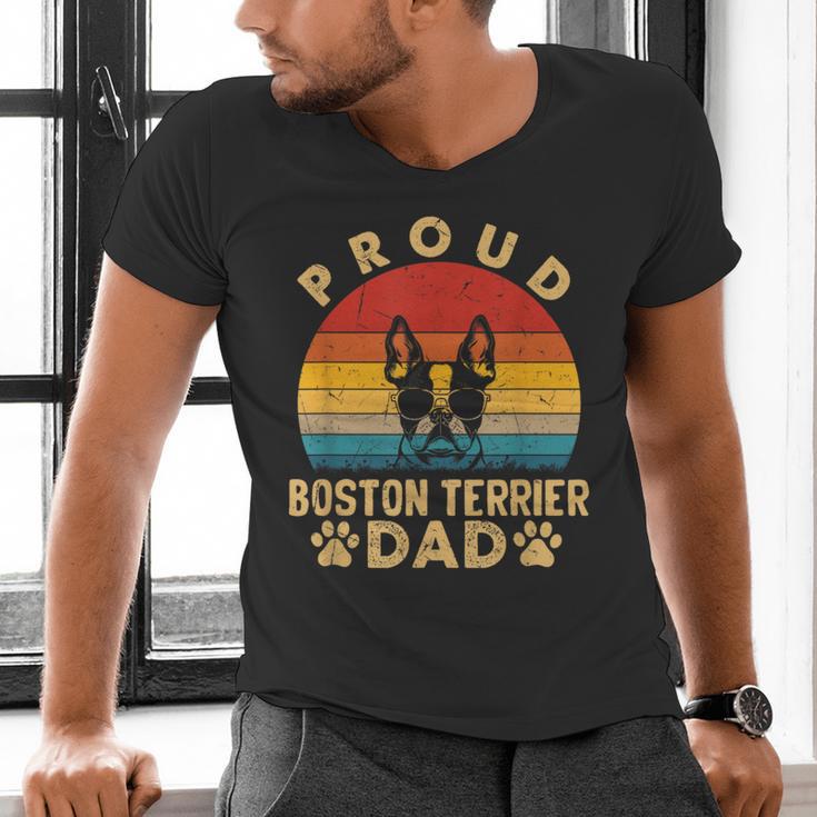 Proud Boston Terrier Dad Dog Owner Fathers Day Men Women Kids Men's V-Neck T-Shirt, Boston Terrier Dad Shirts, gift for family, gift for coworker