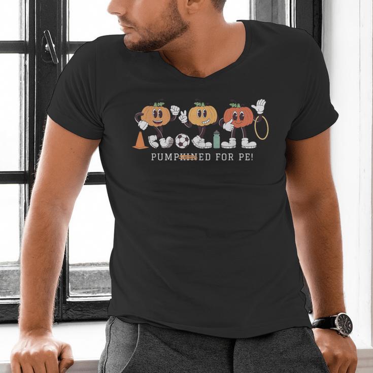 Pumpkin PE Teacher Team Physical Education Autumn Fall Men's V-Neck T-Shirt, Pe Teacher Shirts, gift for family, gift for coworker