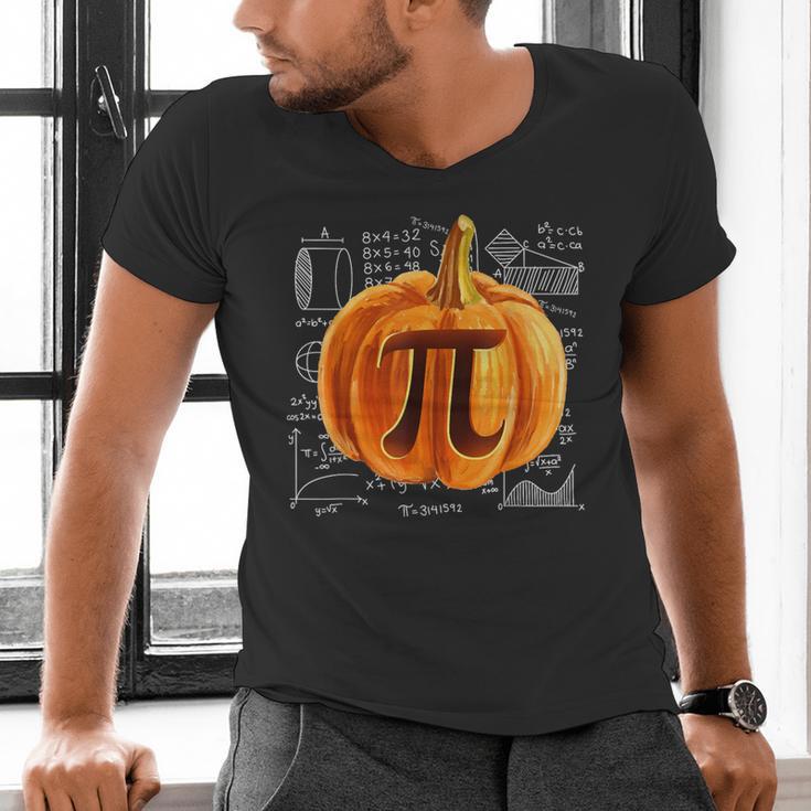 Pumpkin Pie Halloween Thanksgiving Math Teacher Pi Day Men's V-Neck T-Shirt, gift for family, gift for coworker