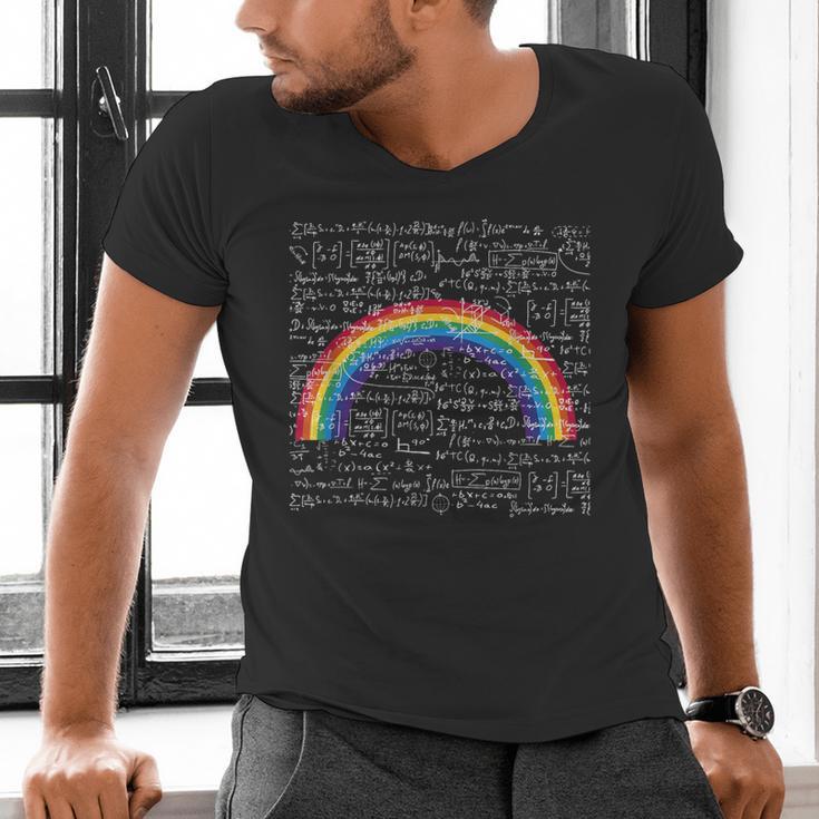 Rainbow Math Equation Teacher Nerd Retro LGBT Gay Pride Flag Men's V-Neck T-Shirt, gift for family, gift for coworker
